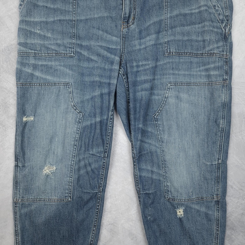 Pilcro Jeans Womens 20W Blue High Rise Crop Relaxed Utility Distressed Denim - Picture 4 of 15